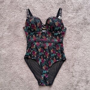 bebe Floral Lace Teddy / Lingerie / Bodysuit - Size 1X